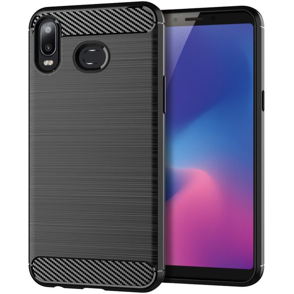 Funda de TPU cepillada con armadura delgada para Samsung Galaxy J2 CORE S8 S9 PLUS A6S A9S fibra de carbono 100 unids/lote