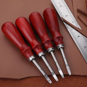 Leathercraft 1pc en cuir bord de bise sking outil d'artisanat à main de couteau à couteau avec poignée en bois outils de bricolage