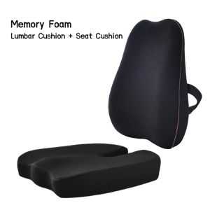 Leathercraft Office Memory Foam stoel kussen taille rug kussenset coccyx heup massage orthopedisch kussenkussensets voor stoelondersteuning autostoeltje