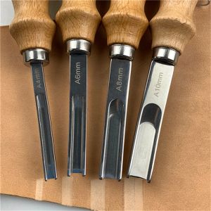 Cuircraft pratiques cuir artisanat bord bord skiniving bise biseling diy coup coupe artisan ou outils avec poignée en bois a4mm a6mm a8mm a10mm