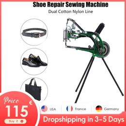 Máquina de reparación de calzado artesanal, máquina de coser de zapatero manual, máquina de coser de línea de nailon y algodón doble, máquina de cuero Manual para tela de zapatos