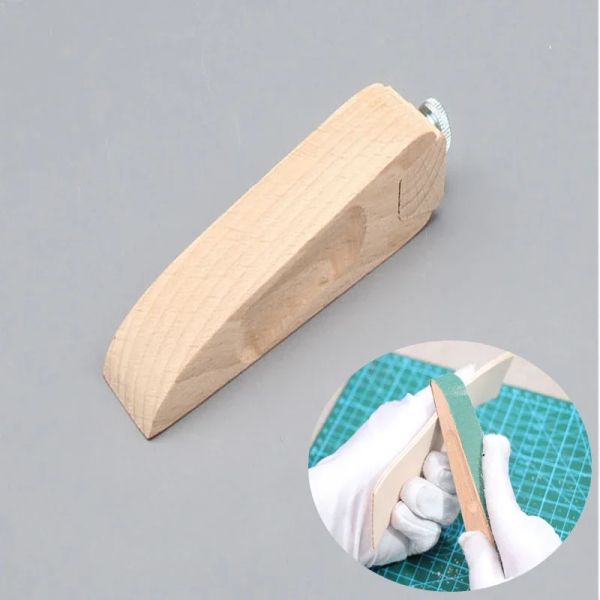 Clip de papier de verre en bois en cuir végétal en cuir tanné bricolage à main
