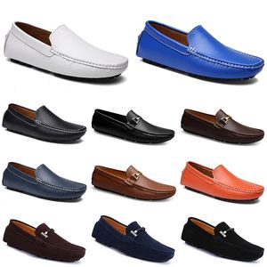 Leathers Doudou Mannen Casual Rijden Schoenen Ademend Soft Sole Lights Tans Black Navys Whites Blue Silver Yely Grey Footwear All-Match Outdoor Grens Grens
