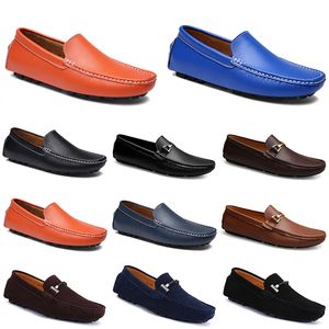 Leathers Doudous Mannen Casual Rijden Schoenen Adembeurt Soft Sole Light Tans Black Navys Whites Blue Silver Yellows Grey Footwear All-Match Outdoor Grens Grens