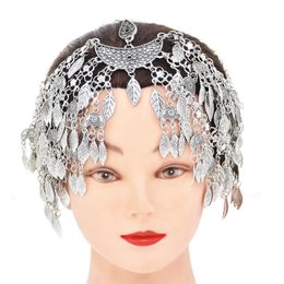 Feuilles alliage glands chaînes de tête pour les femmes Vintage sculpté Boho ethnique cheveux bijoux bohème exagéré coiffure bandeaux 240311