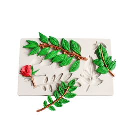 Moldes de fondant de hojas para decoración de pasteles, helechos tropicales, moldes de silicona para chocolate, adornos para magdalenas con hojas de rosas, artesanía de azúcar y caramelo 1221505