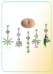 Feuilles tortues Feather Tree Zircon Belly Anneaux Sexy Piercing Boully Bouton Bijouts pour femmes6562318