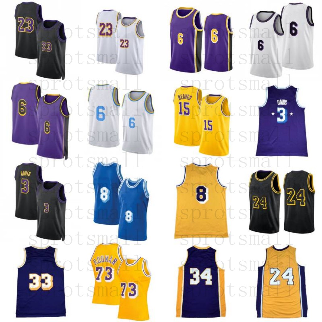 Camiseta de baloncesto para hombres de la ciudad, #3 Anthony Davis 6 23, #15 Austin Reaves, talla S-XXL. Incluye el número 13 de Wilt Chamberlain y la camiseta 73 de Dennis Rodman. Temporada 2023/24.