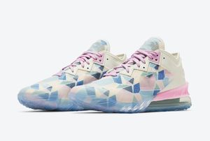 Lebrons 18 Low Sakura Shoes XVIII EP Men Pale Ivory Light Arctic Pink Leche Blue Basketball Sport Shoe Sneakers With Box Size US7-12