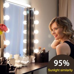 LED 12v Makeup Mirror Mirror Bulb Iollywood Vanity Lights Stepless Dimmable Mur Mur 6 10 Kit 14Bulbs pour coiffeuse entier213h