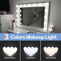 LED 12V Make -up Mirror Licht LED -lampen Iollywood ijdelheid LED -lichten Dimbare wandlamp 2 6 10 14bulten Kit voor kaptafel LED010281U