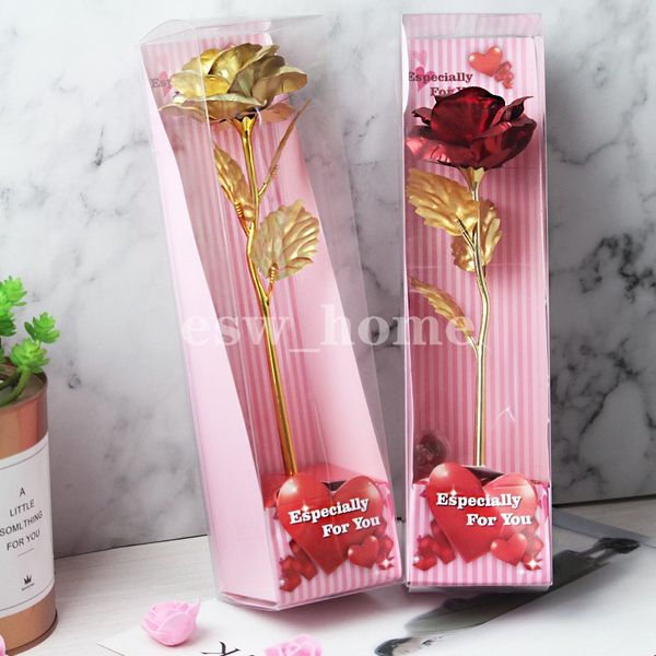 LED 24k feuille d'or plaqué Rose ciel étoilé lumineux fleur choc lumière doré Rose mariage saint valentin cadeaux