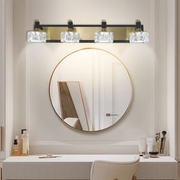 LED 4 lumières moderne cristal salle de bain vanité lumière sur miroir bain appliques murales