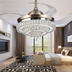 LED 42 pouces 108 cm 4 lumière changeante K9 Cristal Ventilateur de Plafond Moderne Contemporain Salon Télécommande Led Ventilateur Lumières Bedro216K