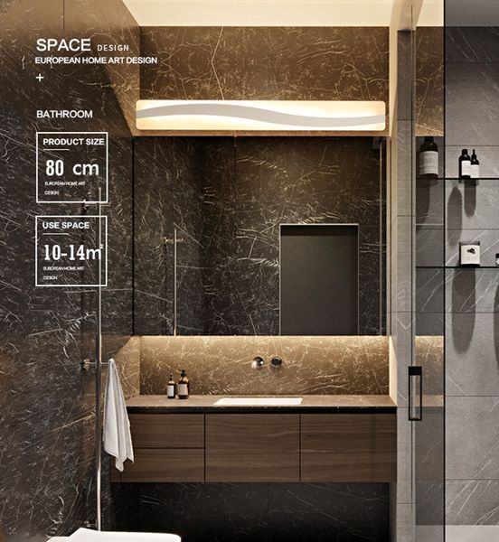 LED 48W nordique simple moderne créatif rectangulaire led miroir phares salle de bain coiffeuse vitrine hôtel chambre lumière