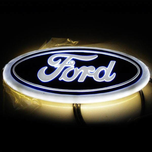 LED 4D logo de voiture lumière 14 5 cm 5 6 cm Logo de voiture autocollant automatique Badge lumière bleu rouge blanc lumière pour ford FOCUS MONDEO292Y