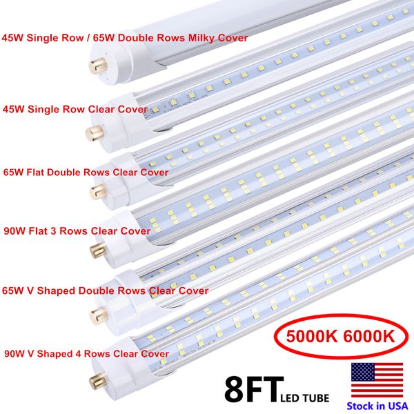 8ft LED Tube T8 One Pin FA8 45W 65W 8FT 8 Pieds Ampoules Lampe SMD2835 LED Ampoule Shop Light