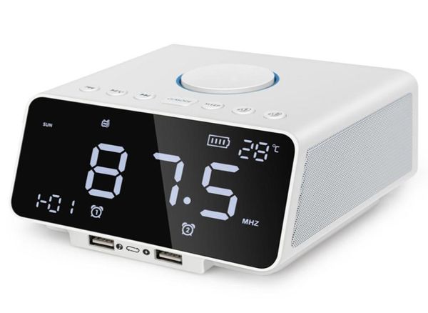 Reloj de despertador LED FM Radiowith Wireless Bluetooth PlayerUsB Puerto de carga rápida Tarjeta TF Playindoor Temperatura 8525035