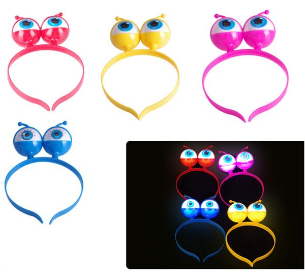 LED Aliens Eyes Light Luminous Halloween Christmas Vocal Concert Props Supplies Head Hair Hoop Band Party Decoration