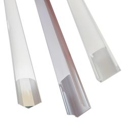 LED -aluminiumkanaalsysteem Milkische deksel, 6,6 ft/ 2m Fo 3,3 ft/ 1 m V u vorm eindkappen en montageclips, zeer eenvoudige installatie, aluminium profiel voor LED -striplicht