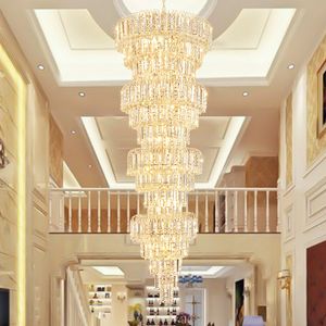 LED AMERIKAANSE MODERNE MODERDE GOUD CRYSTAL KRAPELiers Europese A-Klasse K9 Crystal Kroonluchter Lichten Richtbaarheid Lange luxe stralende droplight Dia70cm Hoogte200cm