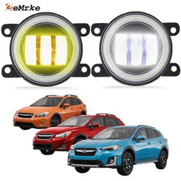 Led Angel Eyes DRL + Feux antibrouillard 30W/40W pour Subaru XV / Crosstrek 2012 2013 2014 2015 2016 2017 2018 2019 2020 avec lentille transparente Feux diurnes de voiture 12V Feu antibrouillard