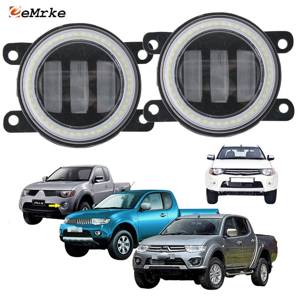 Led Angel Eyes DRL + Conjunto de luces antiniebla 30W/ 40W para Mitsubishi L200 L 200 / Triton IV 2010-2015 con lente transparente Luz de circulación diurna para automóvil Lámpara antiniebla de 12V