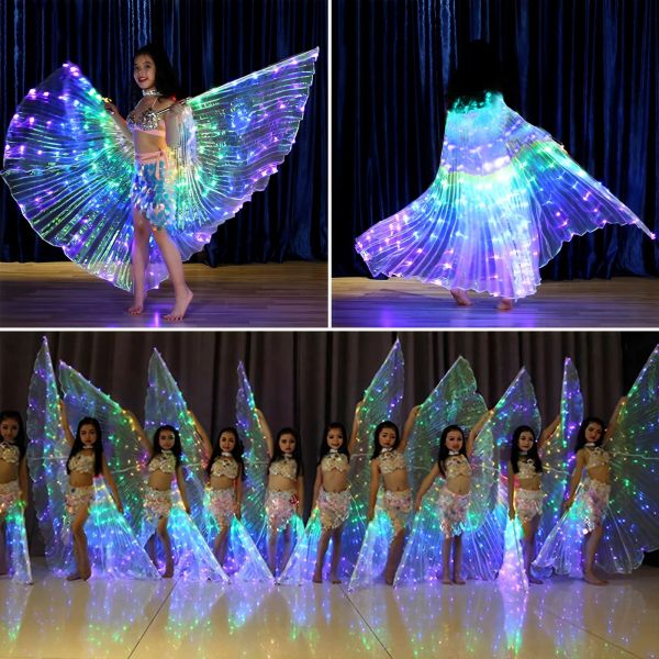 Les ailes anges LED allument Butterfly cape Butterfly Butterfly Wings Lightweight Portable Belly Dance Costumes Wings for Adults Kids