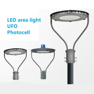 LED Area Light Lampadaires UFO Pole Lights 100W 150W Câblage direct AC 100-277V lumières Cellule photoélectrique Lumière de jardin extérieur étanche IP65 yard villa communauté voie