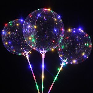 LED-ballon met stokken lichtgevende transparante helium duidelijke bobo ballons bruiloft verjaardagsfeestje decoraties kinderen led licht ballon 1943 v2