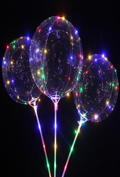 Globo LED con palos, globos Bobo transparentes luminosos de helio transparente, decoraciones para fiesta de cumpleaños de boda, globo con luz LED para niños 12699678