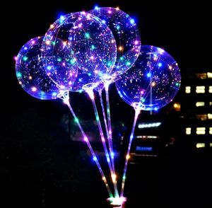 LED Ballonnen Met Stok Lichtgevende Glow Latex BOBO Ballon Kinderen Speelgoed Festival Verjaardagsfeestje Benodigdheden Bruiloft Decoraties SN4178