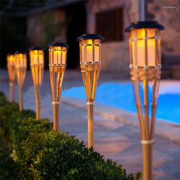 LED Bamboo Solar Garden Licht Vlam Lawn Lamp Outdoor Waterdichte Auto Torch voor hekhuispad