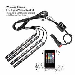 LED Bar Lights 4 in 1 Auto Inside Sfeer Lamp 48 Interieur Decoratie Verlichting RGB 16-Color Draadloze afstandsbediening 5050 Chip 12V Charge Charming Charming