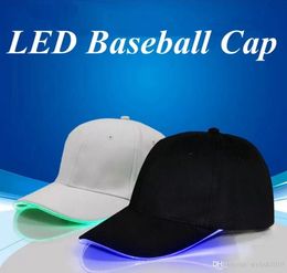 Casquette de baseball à LED coton noir blanc brillant casquettes à billes lumineuses à LED brillent dans l'obscurité réglable Snapback chapeaux chapeau de fête lumineux WCW183