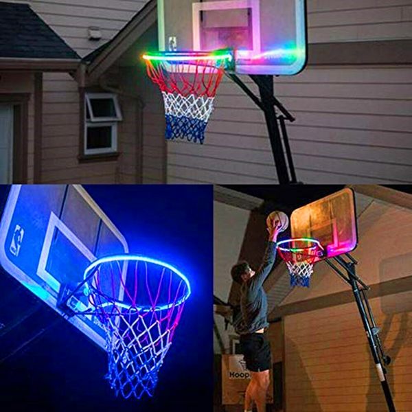 Luces LED para aro de baloncesto, borde de baloncesto, luz LED Solar para jugar en la noche, lámparas para exteriores, Ideal para fiestas y entrenamiento de niños y adultos