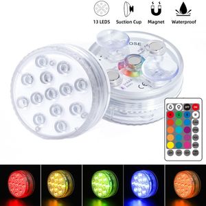 LED -batterij bediende 10/13 LED's RGB Party Dubbele Licht onderwater Nachtlamp Garden Zwembadverlichting voor bruiloft Vaas Bowl Decoraties