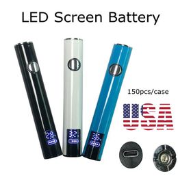 Batería LED USA stock 400mAh recargable baterías precalentadas ajustables cigarrillos electrónicos dispositivos más nuevos 150pcs/estuche 3 colores personalizar