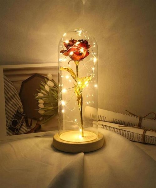 LED BEAUTY ROSE ET BEAST BEAST PORTEED Red Flower String Light Desk Lampe Romantic Valentine039s Day Birthday Gift Decoration 3082952