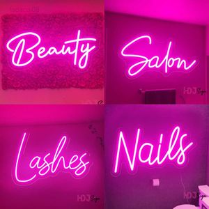 LED Beauty Salon Hair Lashes Brows Nails Room Decoration Art Wall Hanging Neon Lights Led Sign Custom Neonlamp HKD230706