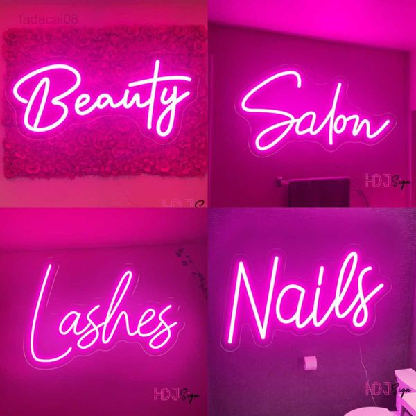 Salón de belleza LED, pestañas para el cabello, cejas, uñas, decoración de la habitación, arte colgante de pared, luces de neón, letrero Led, lámpara de neón personalizada HKD230706