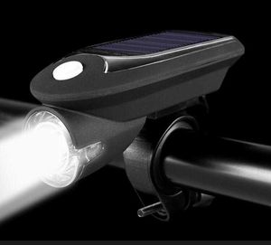 Lumières de vélo à LED Puissante lampe frontale de vélo solaire rechargeable par USB Lampe de poche de vélo Outdoro Lampes d'avertissement de sécurité Équipement d'équitation Alkingline