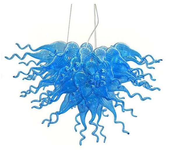 LED Bleu Murano Lustres Lampe Lumière 2 Ans de Garantie Salon Salle À Manger Lustre Décoratif En Verre Soufflé À La Main