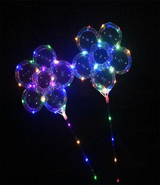 LED Bobo Ball Forma de flor de ciruelo Globo luminoso con luces de cadena de 3M Globo de poste de 70 cm Decoración del banquete de boda de Navidad Parejas Ki4202850