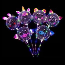 LED BOBO -BALLONEN NIEUWTIGHEID LICHTING Transparante bubbelballon met en touwverlichting Light Up Plus bonuspomp Verjaardag, bruiloft Crestech