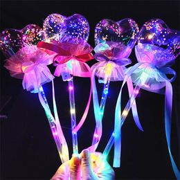 LED Bobo Wand Round Star Heart en forme d'￩clairage Princesse Stick Magic Wand For Kids Girls Christmas Holiday Birthday Accessoire