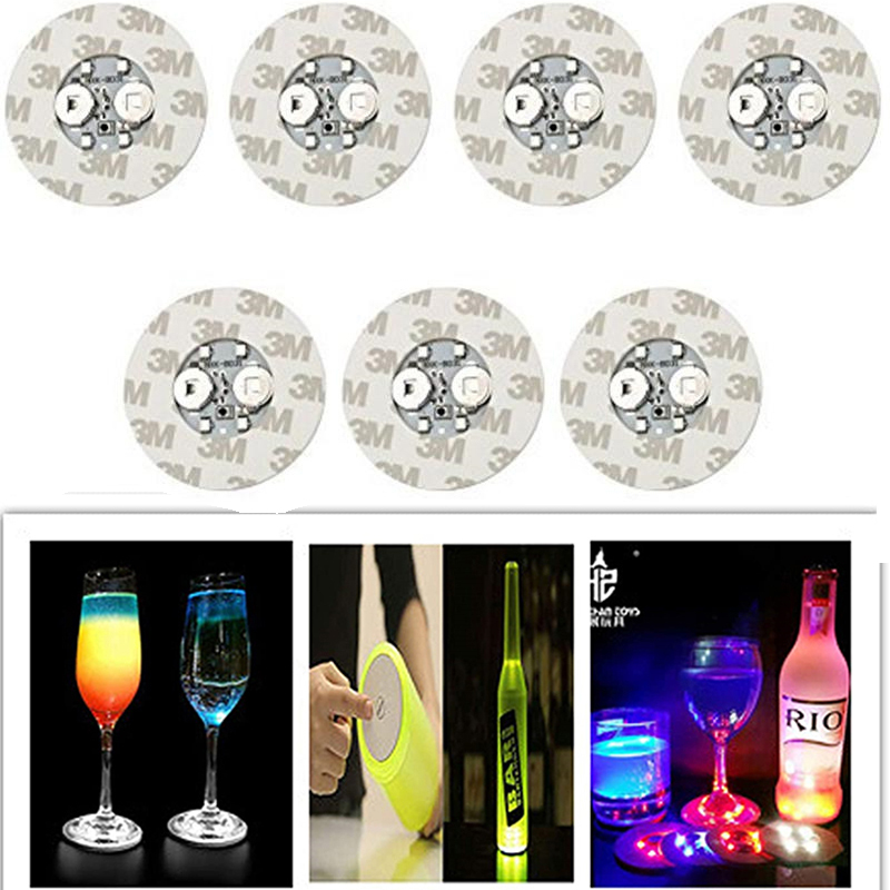 LED -flesstickers Coasters Lichten 4leds Decoratie Licht 6 cm Rond bierdrinklicht voor feest barclub vaas wijnglas