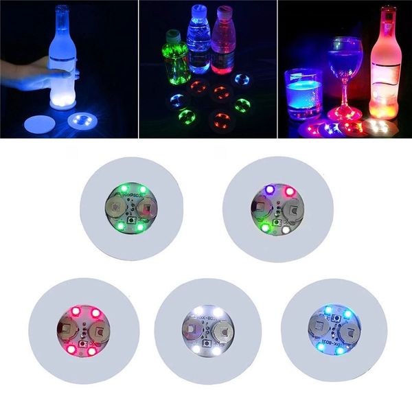 LED bouteille autocollants sous-verres lumière 6 cm autocollant clignotant lumières pour fête d'anniversaire de vacances barre