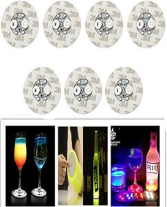 LED -flesstickers Coasters Lichten 4leds Decoratie Licht 6 cm Rond bier Drink Licht voor Party Bar Club Vaas Wine Glass9645428