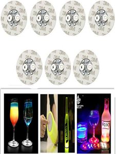 LED BOTTE Autocollants Coasters Lights 4leds Decoration Light 6cm Round Beer Drink Light for Party Bar Club Vase Wine Glass3591188